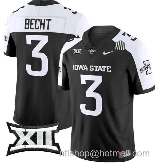 Men's Nike Rocco Becht Jersey #3 Iowa State Cyclones Vapor Limited College Football Stitched Black Alternate