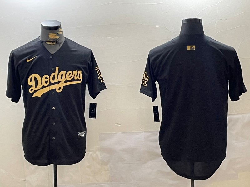Men's Los Angeles Dodgers Blank Black Gold Limited Stitched Baseball Jersey