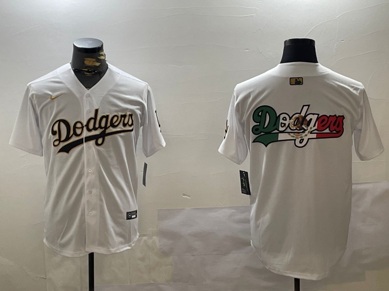 Men's Los Angeles Dodgers Team Big Logo White Gold Home Limited Stitched Baseball Jersey Mexico