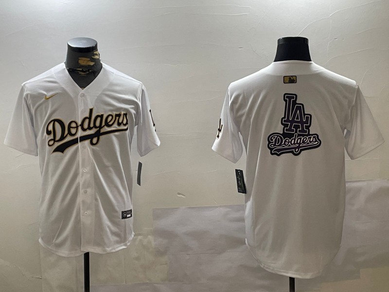 Men's Los Angeles Dodgers Team Big Logo White Gold Home Limited Stitched Baseball MLB Jersey