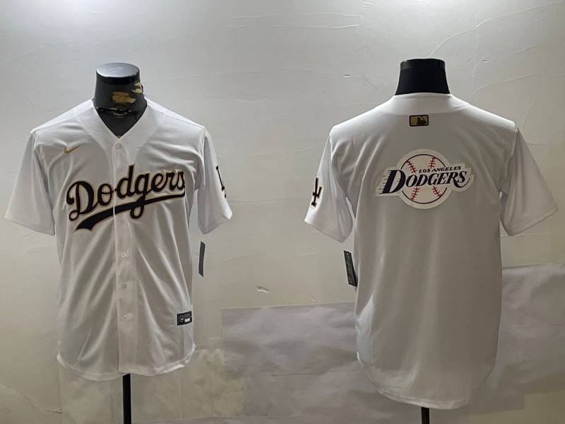 Men's Los Angeles Dodgers Team Big Logo White Gold Home Limited Stitched Baseball Jersey