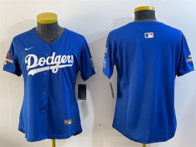 Women's Los Angeles Dodgers Blank Royal 2024 World Series Champions With Fernando Memorial Patch Alternate Limited Stitched Baseball Jersey(Run Small)