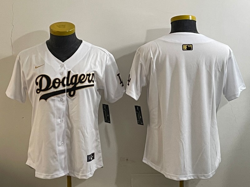 Youth Los Angeles Dodgers Blank White Gold Home Limited Stitched Baseball Jersey(Run Small)