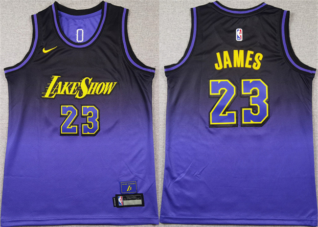 Youth Los Angeles Lakers #23 LeBron James Purple 2024-25 City Edition Stitched Basketball Jersey