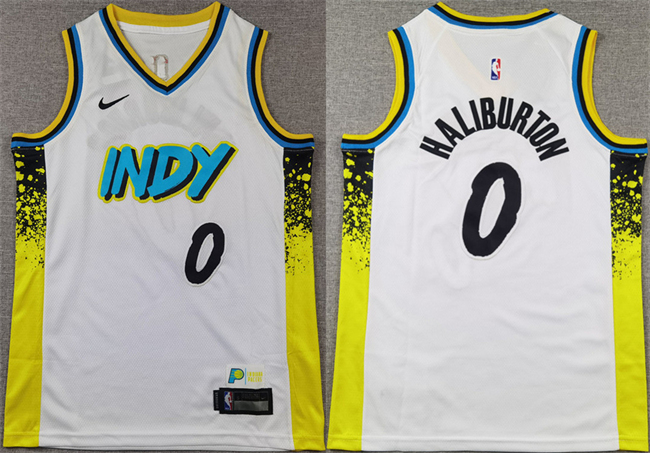 Youth Indiana Pacers #0 Tyrese Haliburton White 2024-25 City Edition Stitched Basketball Jersey