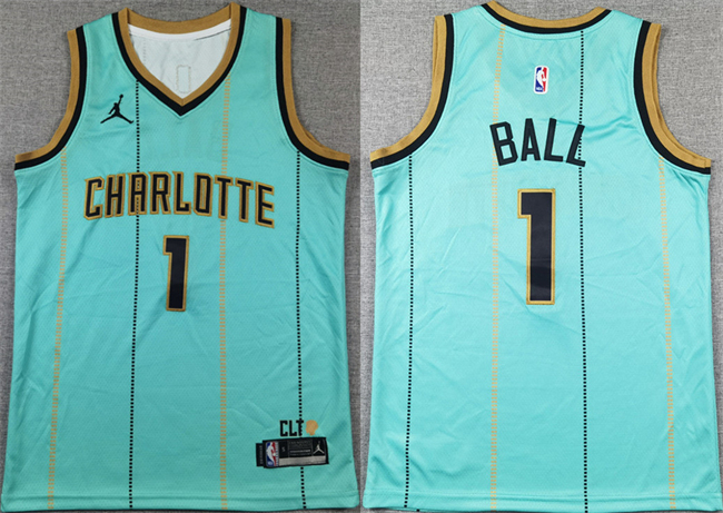 Youth Charlotte Hornets #1 LaMelo Ball Teal 2024-25 City Edition Stitched Basketball Jersey