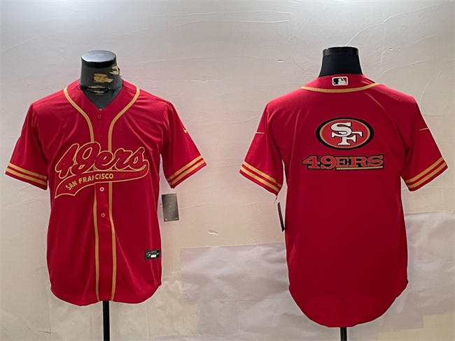 Men's San Francisco 49ers Team Big Logo Red Cool Base Stitched Baseball Jerseys