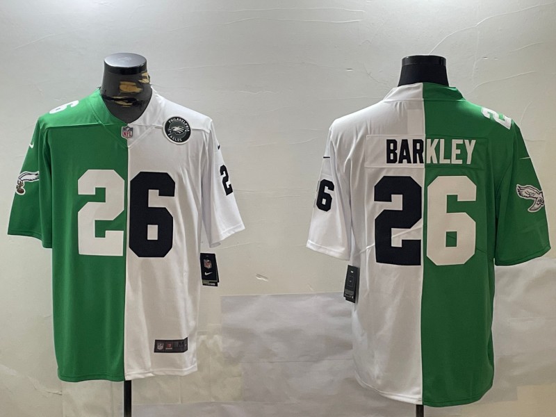 Men's Philadelphia Eagles #26 Saquon Barkley Green White Split Vapor Untouchable Limited Stitched Football Jerseys