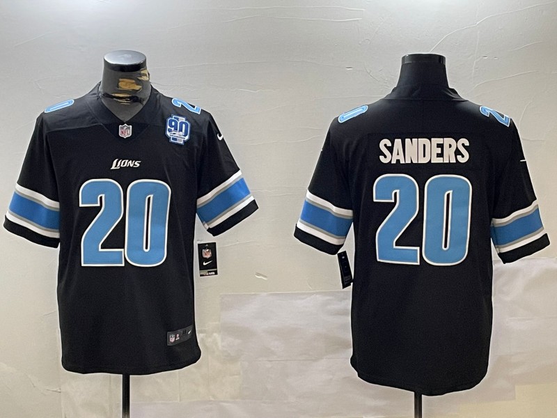 Men's Detroit Lions #20 Barry Sanders Black 2nd Alternate With 90th Anniversary Patch Vapor Limited Nike Stitched NFL Jersey