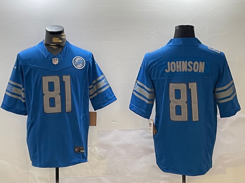 Men's Detroit Lions #81 Calvin Johnson Blue 2024 F.U.S.E. Vapor Nike Limited Stitched NFL Jerseys