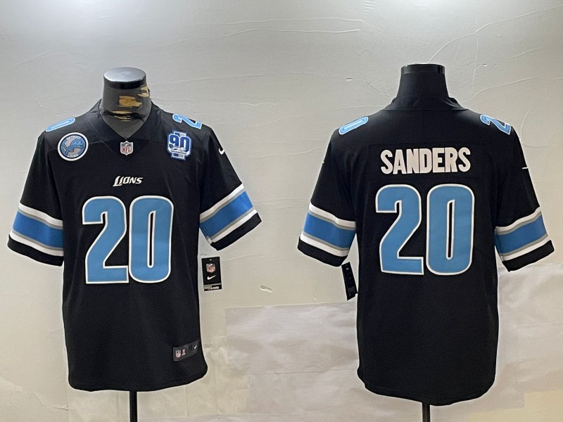 Men's Detroit Lions #20 Barry Sanders Black 2nd Alternate With 90th Anniversary Patch Vapor Limited Nike Stitched NFL Jerseys