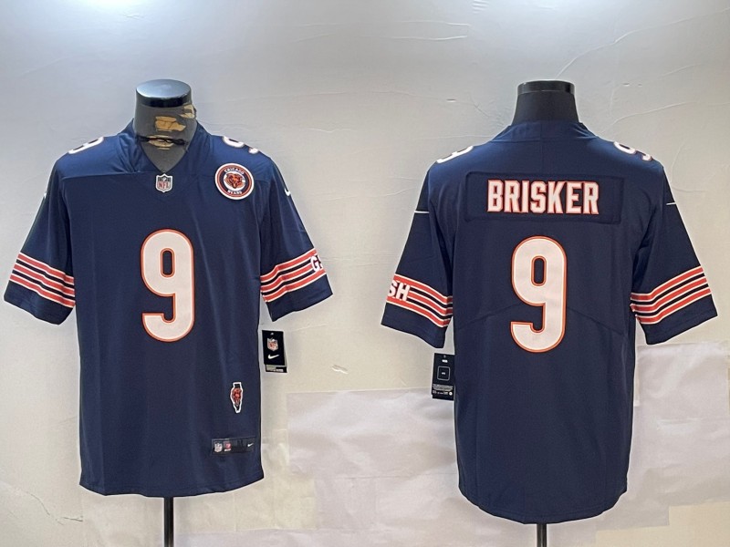 Men's Chicago Bears #9 Jaquan Brisker Navy F.U.S.E. With Illinois and Team Patch Stitched Nike NFL Jersey