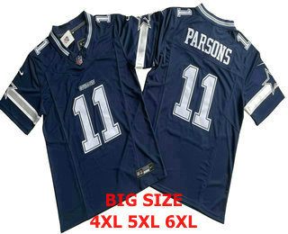 BIG Size Men's Dallas Cowboys #11 Micah Parsons Navy Blue FUSE Limited Vapor Stitched Jersey
