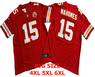 BIG Size Men's Kansas City Chiefs #15 Patrick Mahomes Red FUSE Limited Vapor Stitched Jersey