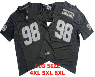BIG Size Men's Las Vegas Raiders #98 Maxx Crosby Black FUSE Limited Vapor Stitched Jersey