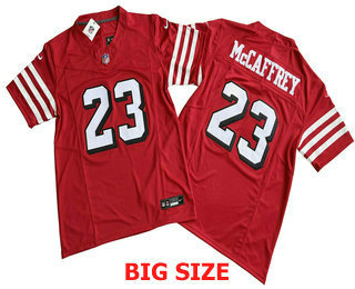 Big size Men's San Francisco 49ers #23 Christian McCaffrey Limited Red Throwback FUSE Vapor Jersey