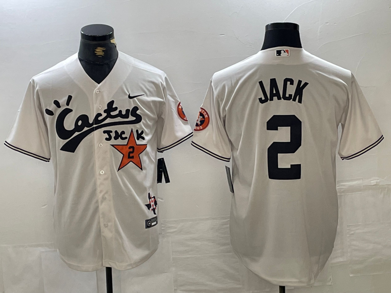 Men's Houston Astros #2 David Jack Cream Cactus Jack Vapor Premier Stitched Baseball Jersey