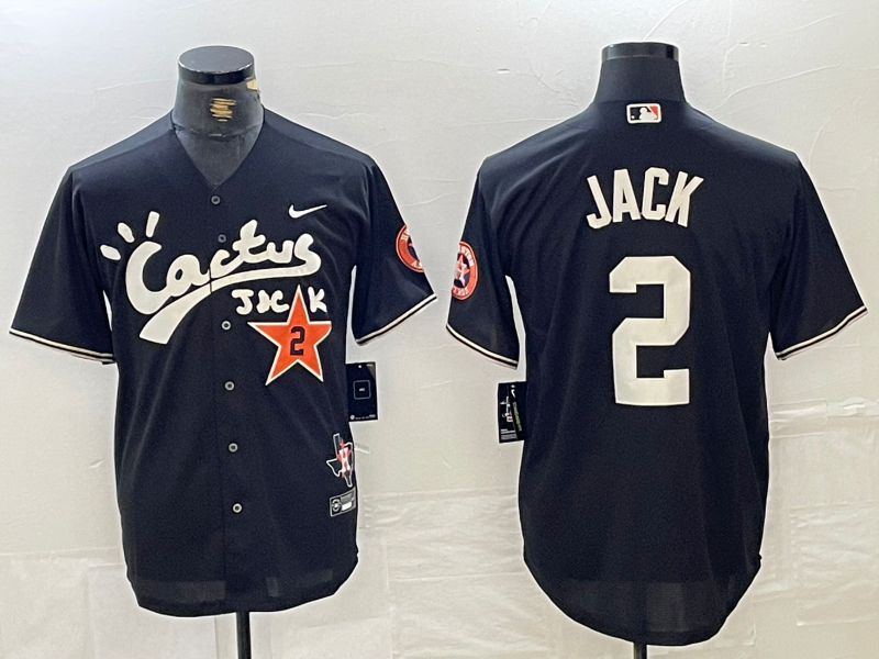 Men's Houston Astros #2 David Jack Black Cactus Jack Vapor Premier Stitched Baseball Jersey