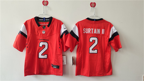 Women's Denver Broncos #2 Patrick Surtain II Orange 2024 F.U.S.E. Vapor Stitched Jersey(Run Small)