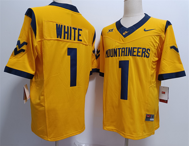 Men's West Virginia Mountaineers #1 Jahiem White Yellow F.U.S.E. Stitched NCAA Jersey