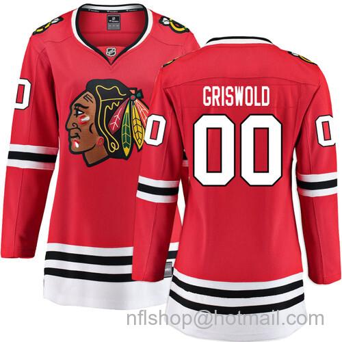Women's Chicago Blackhawks #00 Clark Griswold Home Red Stitched Hockey Jersey