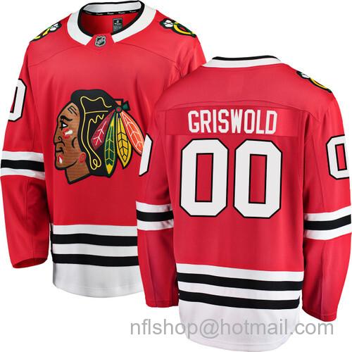 Men's Chicago Blackhawks #00 Clark Griswold Home Red Stitched Hockey Jersey