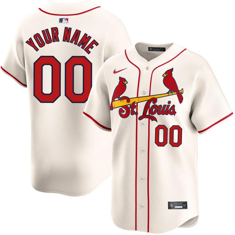 St. Louis Cardinals Personalized Alternate Cream Limited Jersey by NIKE