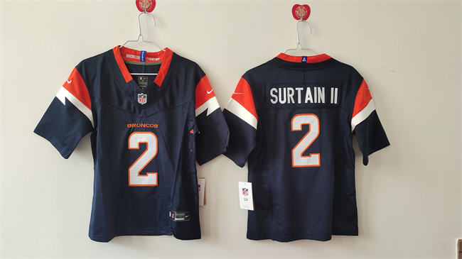 Youth Denver Broncos #2 Patrick Surtain II Navy 2024 F.U.S.E. Alternate Vapor Limited Stitched Football Jersey