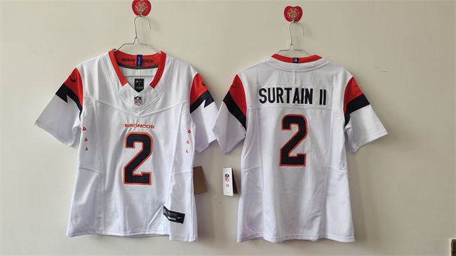 Youth Denver Broncos #2 Patrick Surtain II White 2024 F.U.S.E. Vapor Limited Stitched Football Jersey