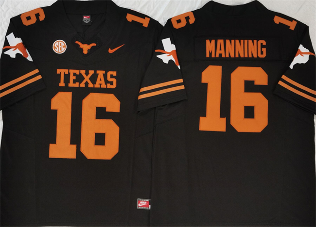 Men's Texas Longhorns #16 Arch Manning Black F.U.S.E Stitched Jersey