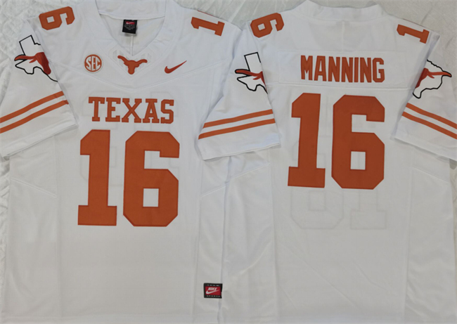 Men's Texas Longhorns #16 Arch Manning White 2023 F.U.S.E Stitched Jersey