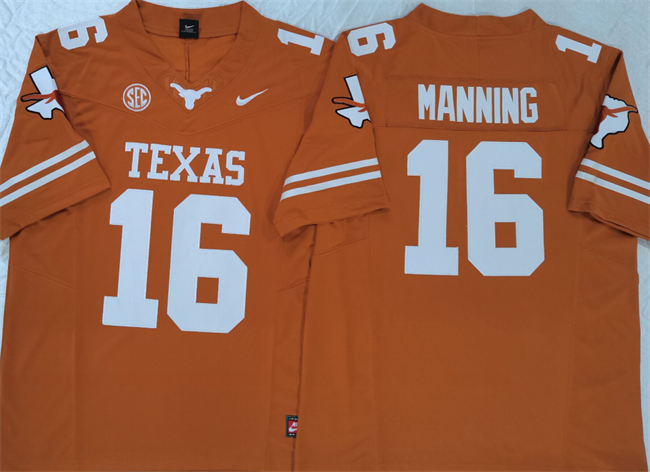 Men's Texas Longhorns #16 Arch Manning Orange F.U.S.E Stitched Jersey