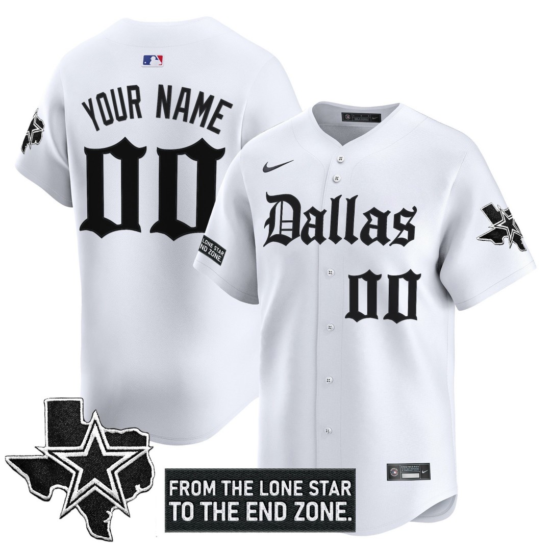 Dallas Cowboys Active Player Custom 'Gothic Lone Star Edition' Vapor Limited Baseball Jersey White - All Stitched