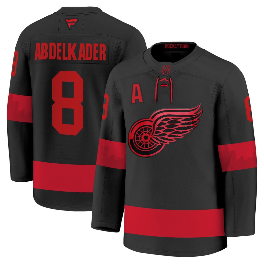 Abdelkader 8 Detroit Red Wings Black Hockey Jersey - All Stitched