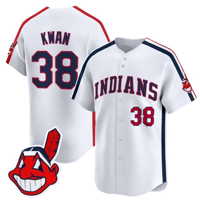 Men's Cleveland Indians #38 Steven Kwan White Ricky 'Wild Thing' Vaughn Limited Jersey