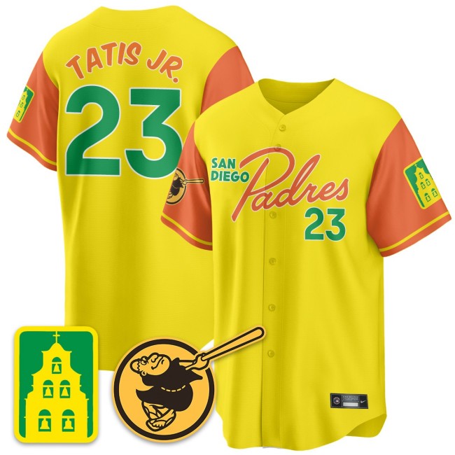 Men's San Diego Padres #23 Fernando Tatis Jr. City Connect City Concept Stitched Baseball Jersey - Yellow
