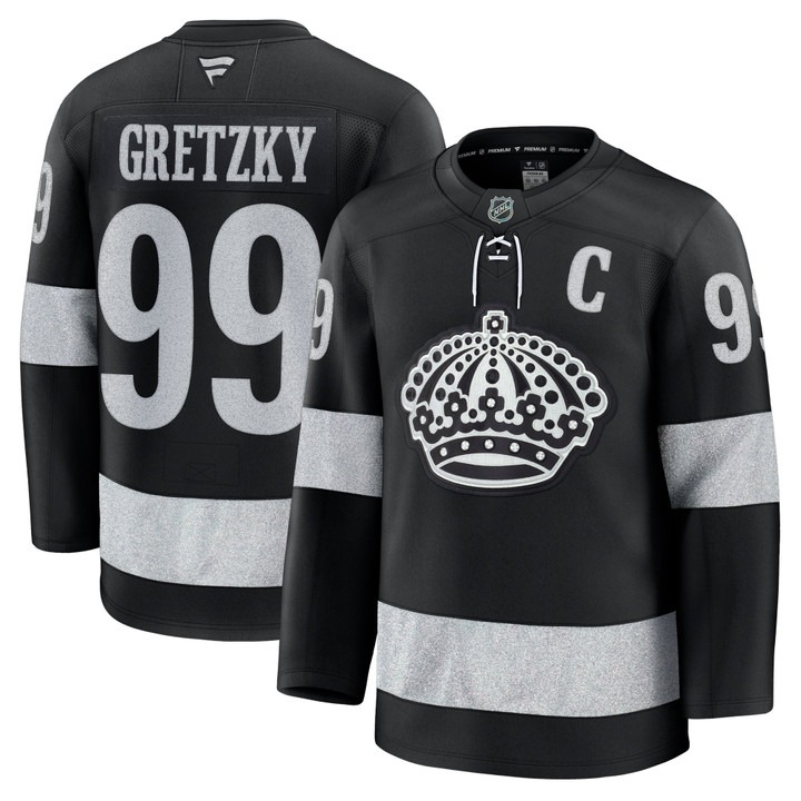 Men's Los Angeles Kings #99 Wayne Gretzky Black 2025-26 Premium Stitched Hockey Jersey