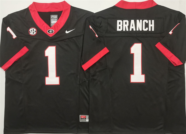 Men's Georgia Bulldogs #1 Zachariah Branch Black F.U.S.E. Stitched Football Jersey
