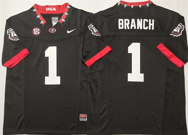 Men's Georgia Bulldogs #1 Zachariah Branch Black 2025 F.U.S.E. Stitched Football Jersey