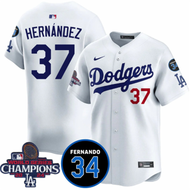 Men's Los Angeles Dodgers ACTIVE PLAYER Custom White 2024 World Series Champions With Fernando Memorial Patch Vapor Premier Home Limited Stitched Baseball Jersey