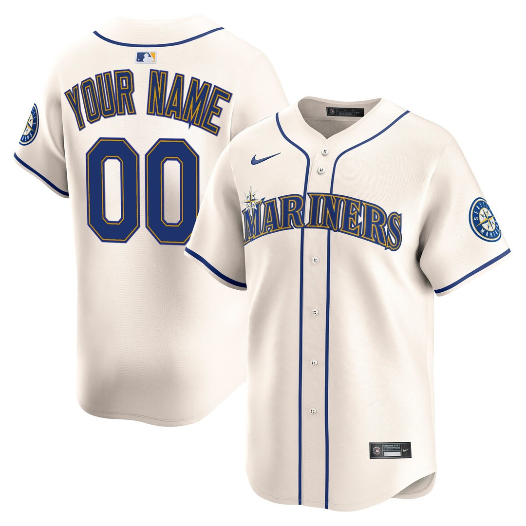 Men's Seattle Mariners Custom Cream 2025 Vapor Premier Limited Stitched Baseball Jersey