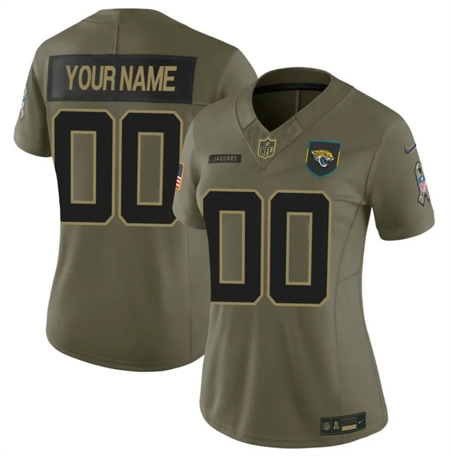 Women's Jacksonville Jaguars Active Player Custom Olive 2025 F.U.S.E. Salute to Service Limited Stitched Football Jersey(Run Small)