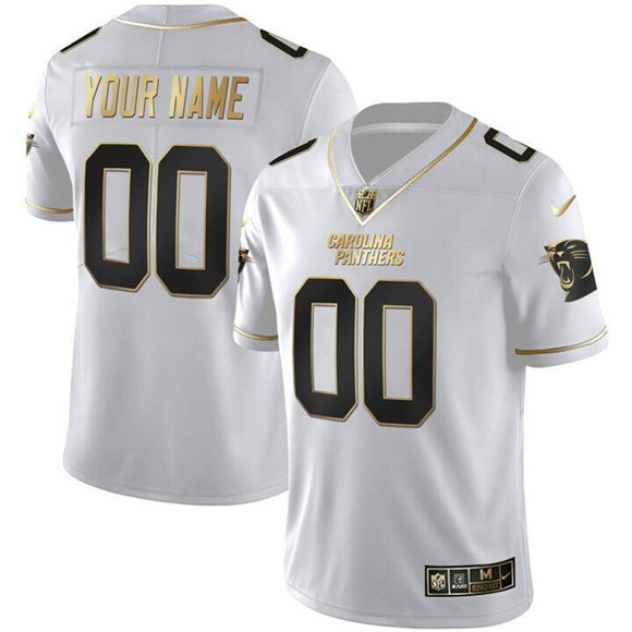 Men's Carolina Panthers ACTIVE PLAYER Custom White Gold Limited Stitched Football Jersey