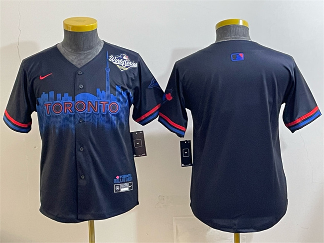Youth Toronto Blue Jays Blank Black 2025 World Series City Connect Limited Stitched Baseball Jersey