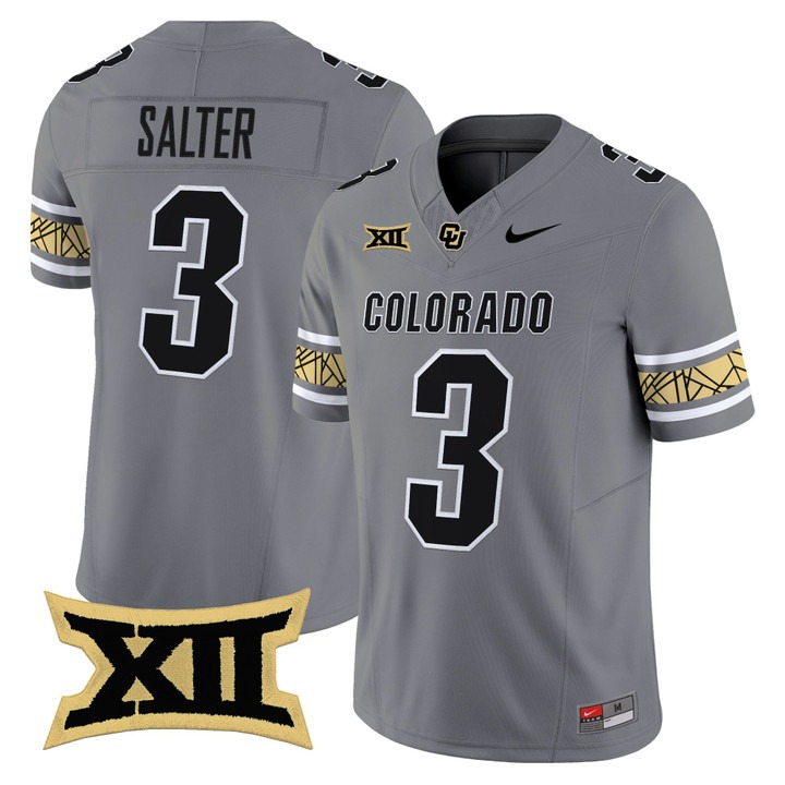 Men's Colorado Buffaloes #3 Kaidon Salter Gray 2025 Nike F.U.S.E. Vapor Limited V2 Stitched Football Jersey