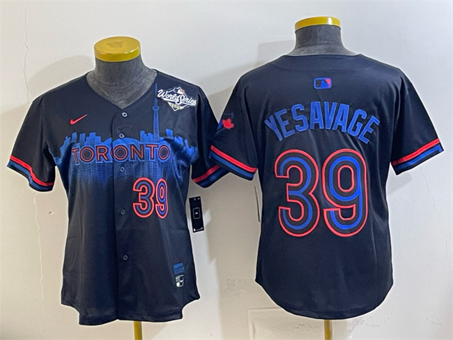Women's Toronto Blue Jays #39 Trey Yesavage Black 2025 World Series City Connect Limited Stitched Baseball Jersey(Run Small)