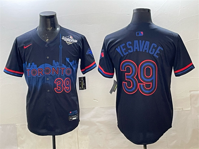 Men's Toronto Blue Jays #39 Trey Yesavage Black 2025 World Series City Connect Limited Stitched Baseball Jersey