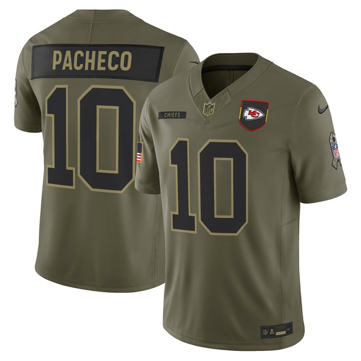 Men's Kansas City Chiefs #10 Isiah Pacheco Olive F.U.S.E. 2025 Salute to Service Vapor Limited Stitched Jersey