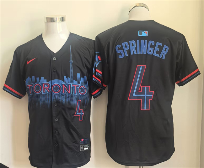 Men's Toronto Blue Jays #4 George Springer Black 2024 City Connect Limited Stitched Baseball Jersey