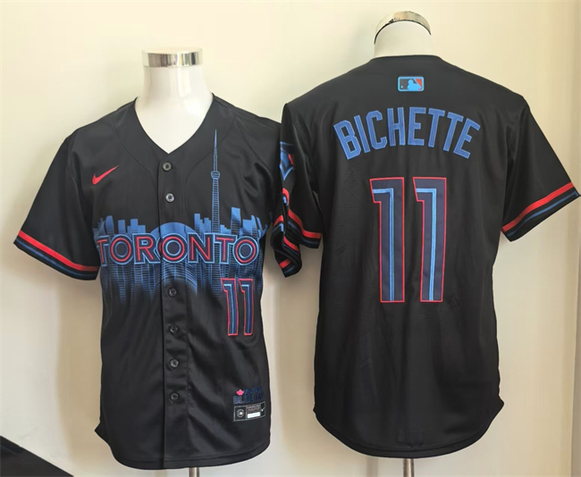 Men's Toronto Blue Jays #11 Bo Bichette Black 2024 City Connect Limited Stitched Baseball Jersey